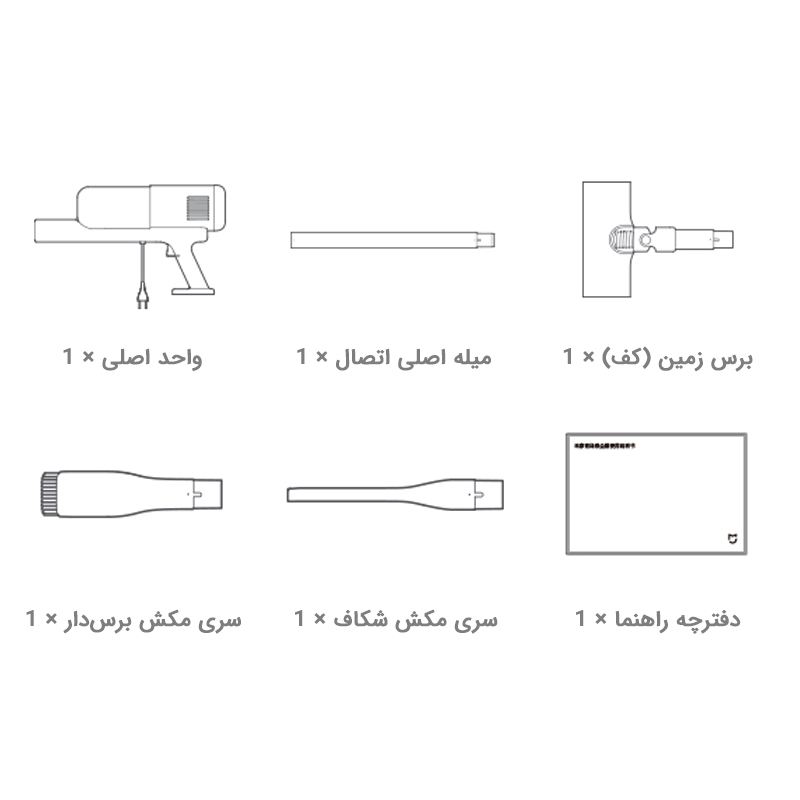 محتویات بسته‌بندی جاروبرقی میجیا شیائومی 2 مدل B205
